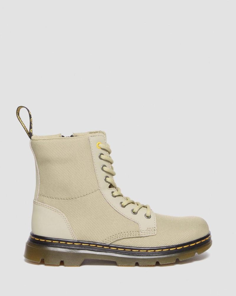 Pale Olive Dr Martens Junior Combs Extra Tough Poly Casual Boots (Extra Tough 50/50+Rubbery) Boots | AW60-F6UT