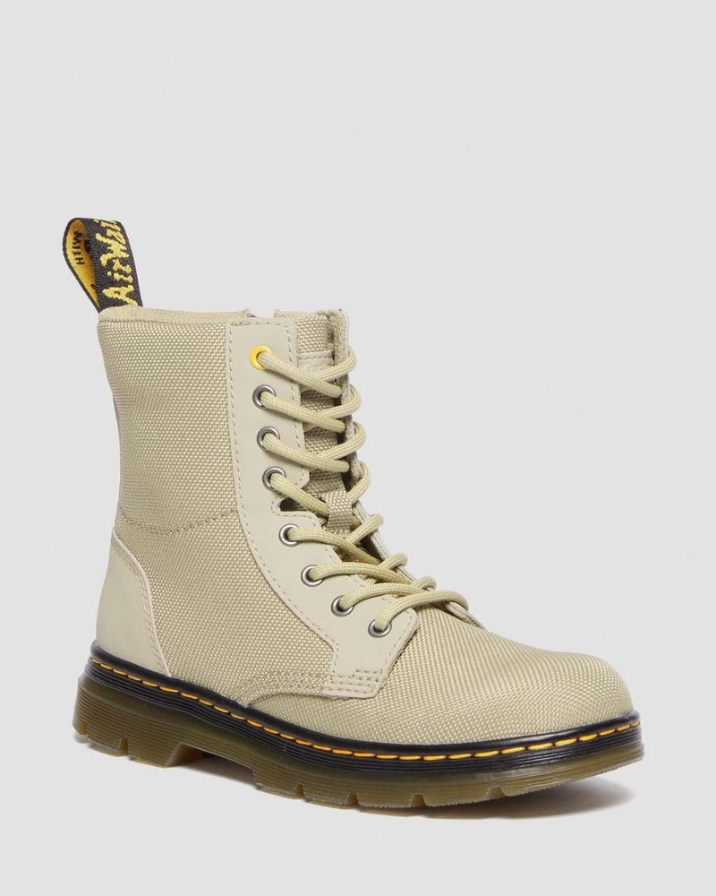 Pale Olive Dr Martens Junior Combs Extra Tough Poly Casual Boots (Extra Tough 50/50+Rubbery) Boots | AW60-F6UT