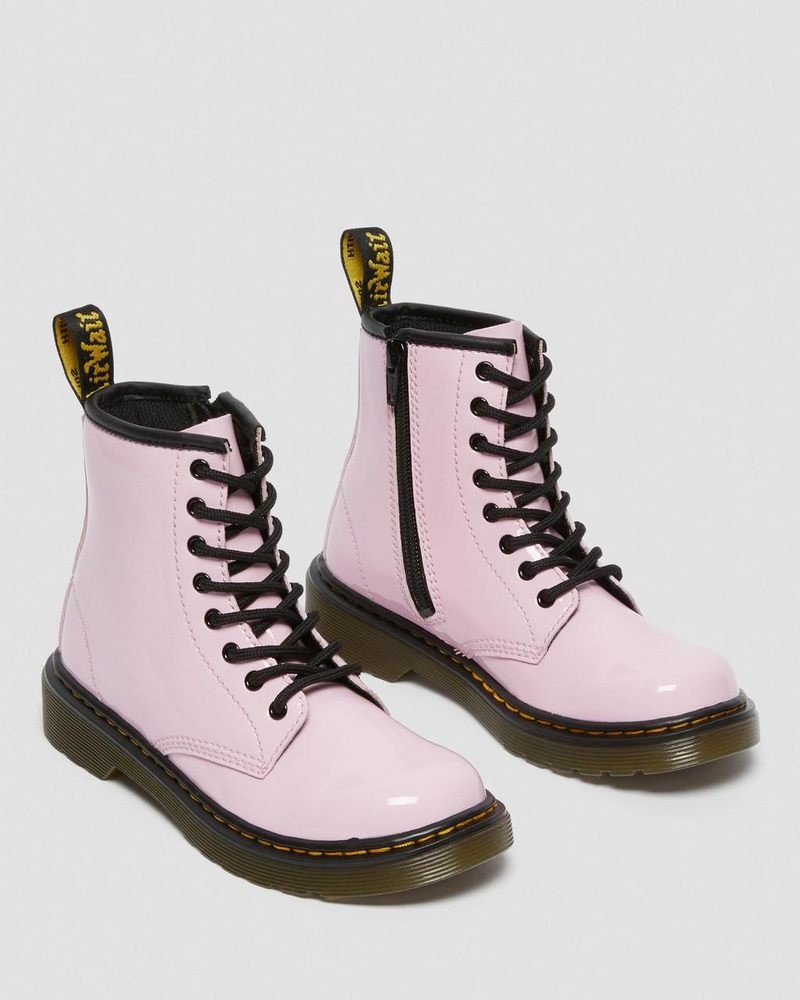 Pale Pink Dr Martens Junior 1460 Patent Leather Lace Up Boots (Patent Leather) Boots | EZ02-B0CL