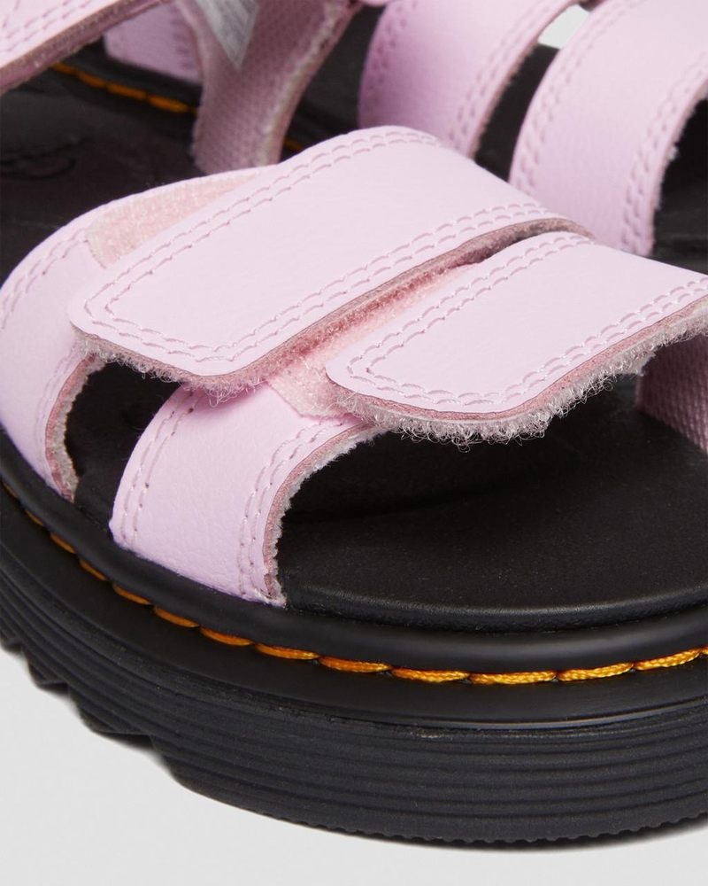 Pale Pink Dr Martens Junior Klaire Athena Leather Strap Sandals (Athena) Sandals | TZ61-O3OP