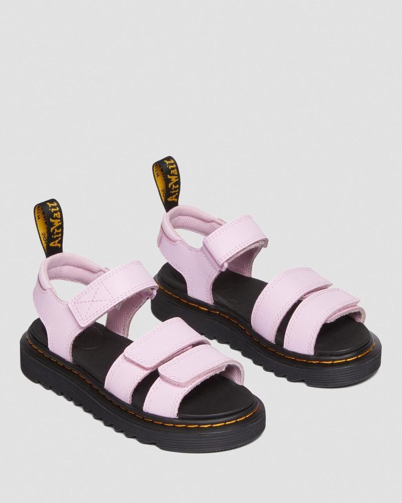 Pale Pink Dr Martens Junior Klaire Athena Leather Strap Sandals (Athena) Sandals | TZ61-O3OP