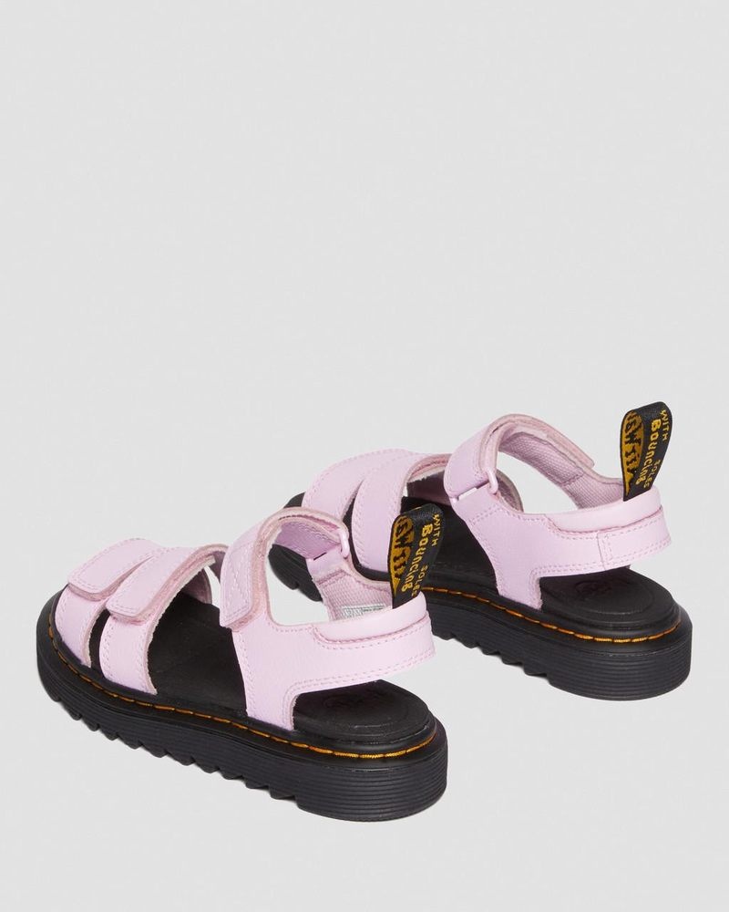 Pale Pink Dr Martens Junior Klaire Athena Leather Strap Sandals (Athena) Sandals | TZ61-O3OP