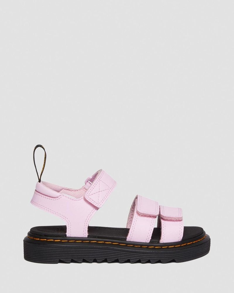 Pale Pink Dr Martens Junior Klaire Athena Leather Strap Sandals (Athena) Sandals | TZ61-O3OP