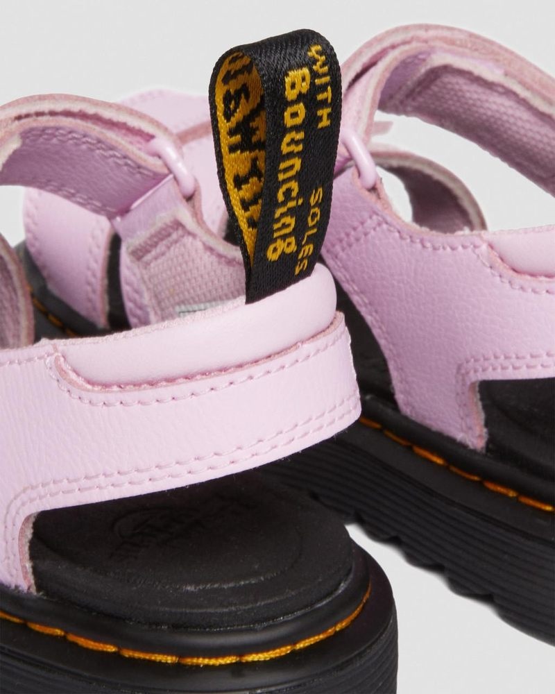 Pale Pink Dr Martens Junior Klaire Athena Leather Strap Sandals (Athena) Sandals | TZ61-O3OP