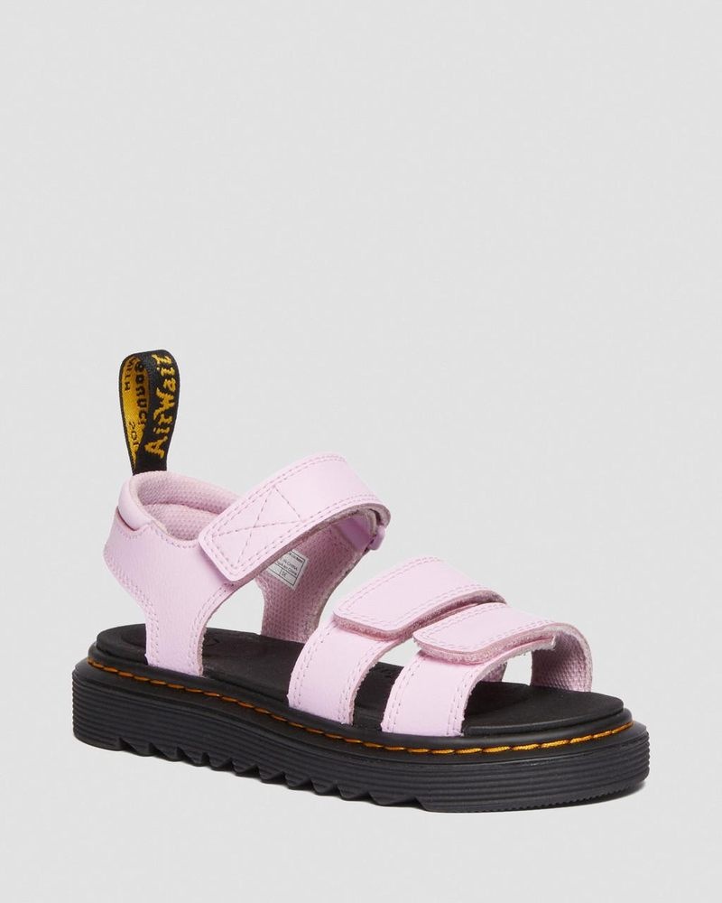 Pale Pink Dr Martens Junior Klaire Athena Leather Strap Sandals (Athena) Sandals | TZ61-O3OP