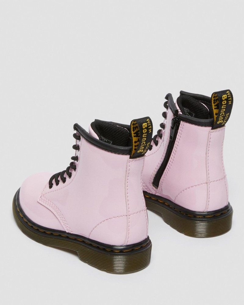 Pale Pink Dr Martens Toddler 1460 Patent Leather Lace Up Boots (Patent Leather) Boots | BA09-T5BM