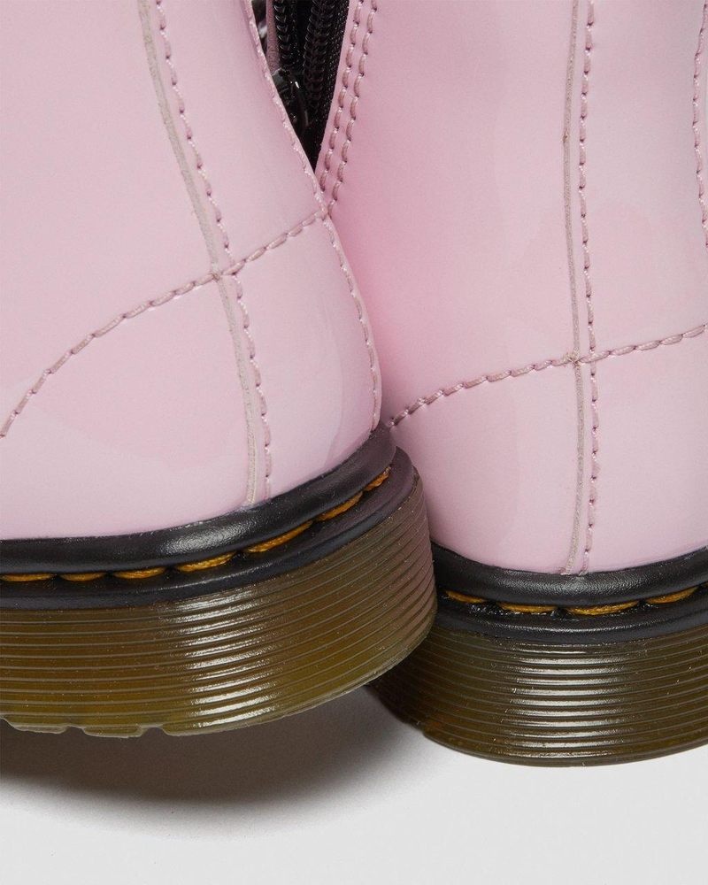 Pale Pink Dr Martens Toddler 1460 Patent Leather Lace Up Boots (Patent Leather) Boots | BA09-T5BM