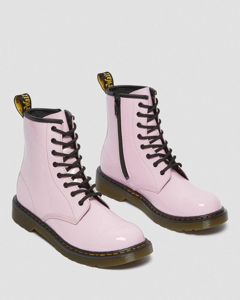 Pale Pink Dr Martens Youth 1460 Patent Leather Lace Up Boots (Patent Leather) Boots | AZ23-E2JC