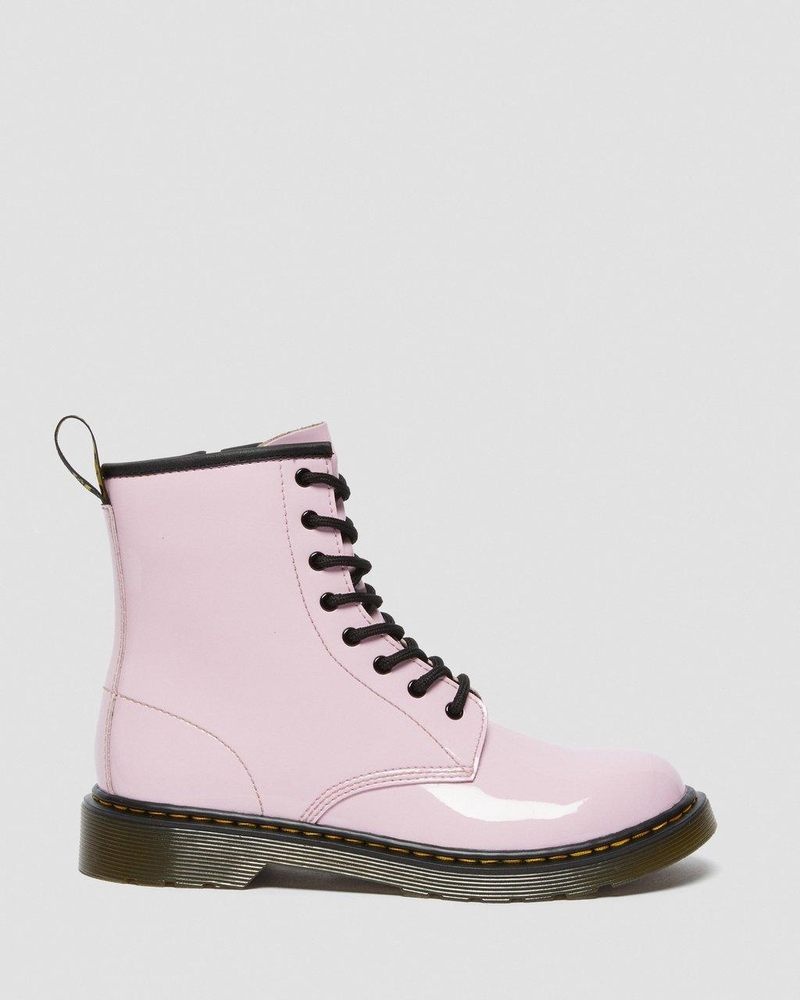 Pale Pink Dr Martens Youth 1460 Patent Leather Lace Up Boots (Patent Leather) Boots | AZ23-E2JC