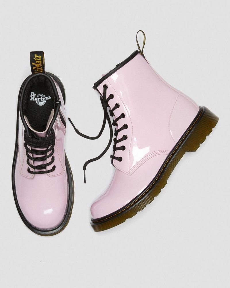 Pale Pink Dr Martens Youth 1460 Patent Leather Lace Up Boots (Patent Leather) Boots | AZ23-E2JC