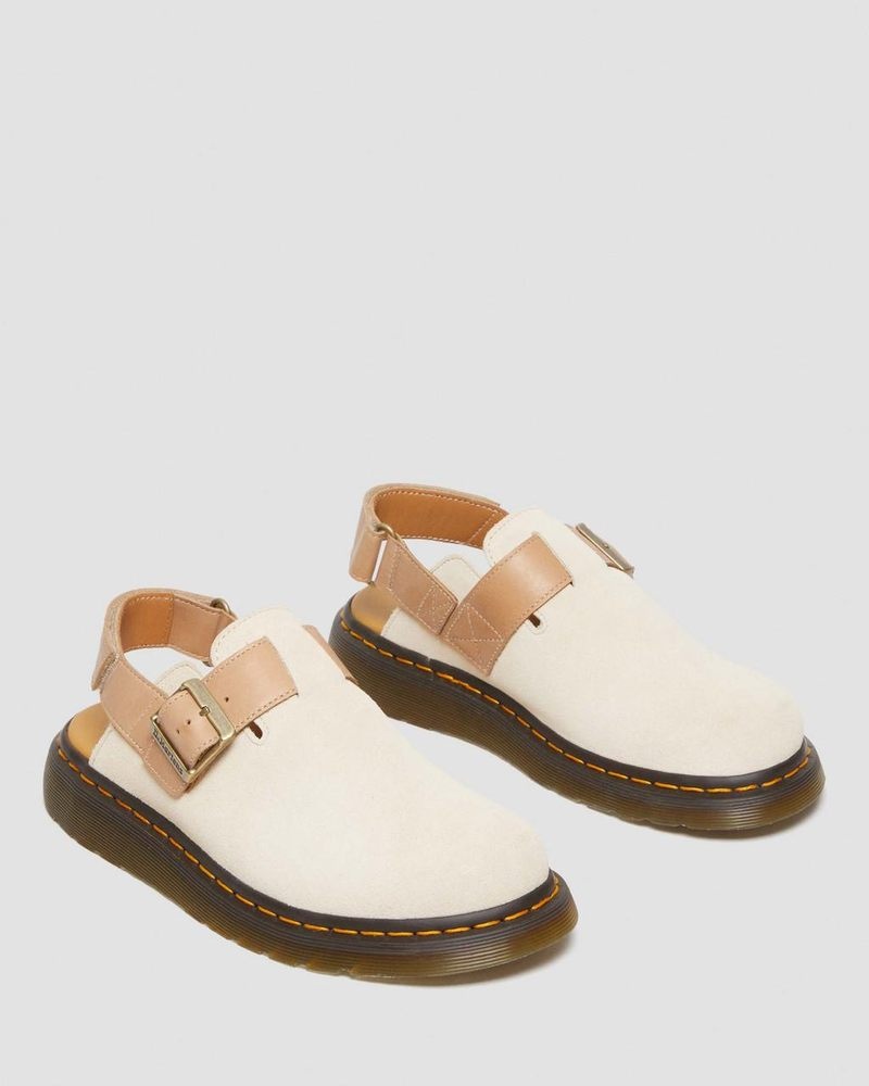 Parchment Beige/Beige Dr Martens Jorge II Suede & Leather Slingback Mules (E.H.Suede+Carrara) Sandals | HE25-D3SL