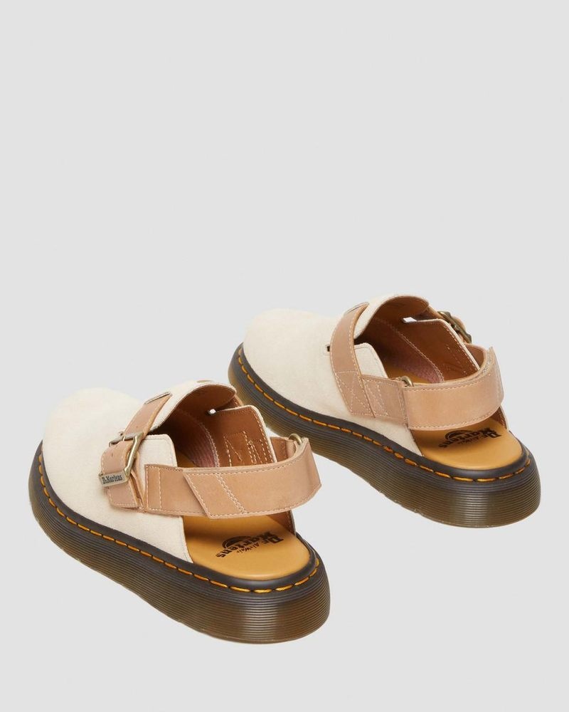 Parchment Beige/Beige Dr Martens Jorge II Suede & Leather Slingback Mules (E.H.Suede+Carrara) Sandals | HE25-D3SL