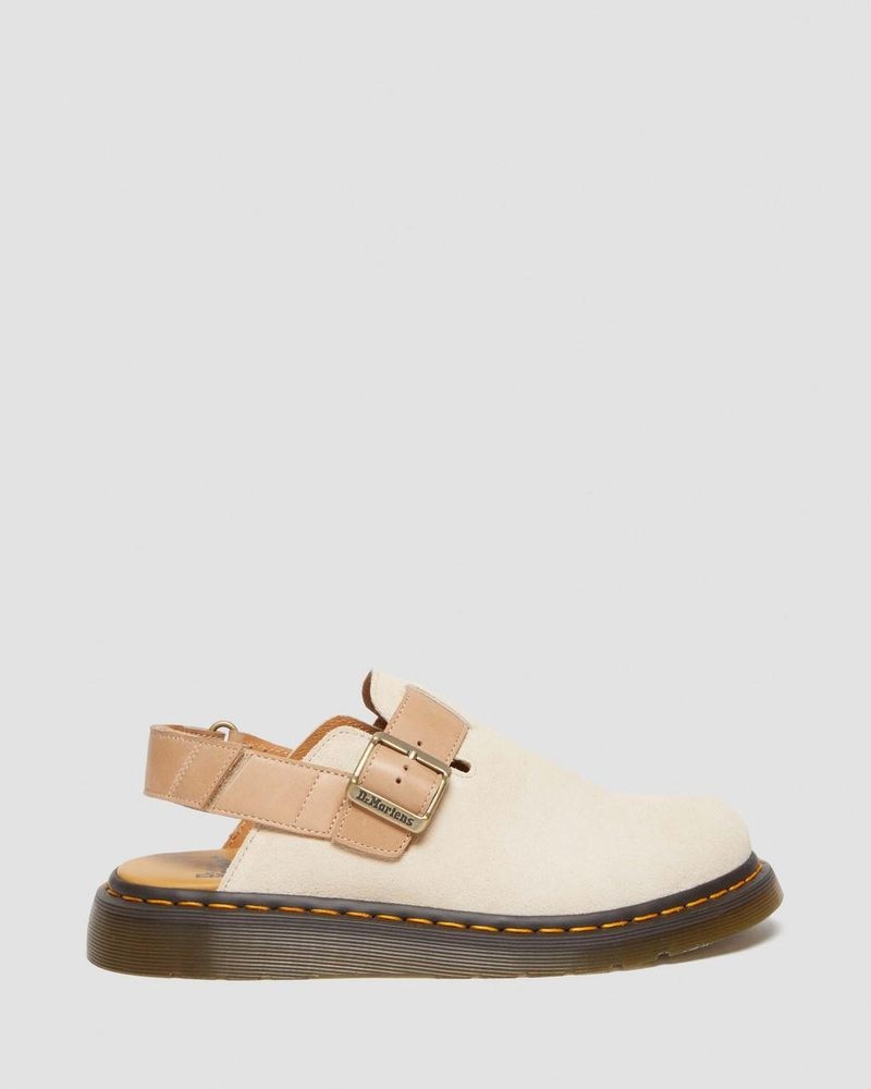 Parchment Beige/Beige Dr Martens Jorge II Suede & Leather Slingback Mules (E.H.Suede+Carrara) Sandals | HE25-D3SL