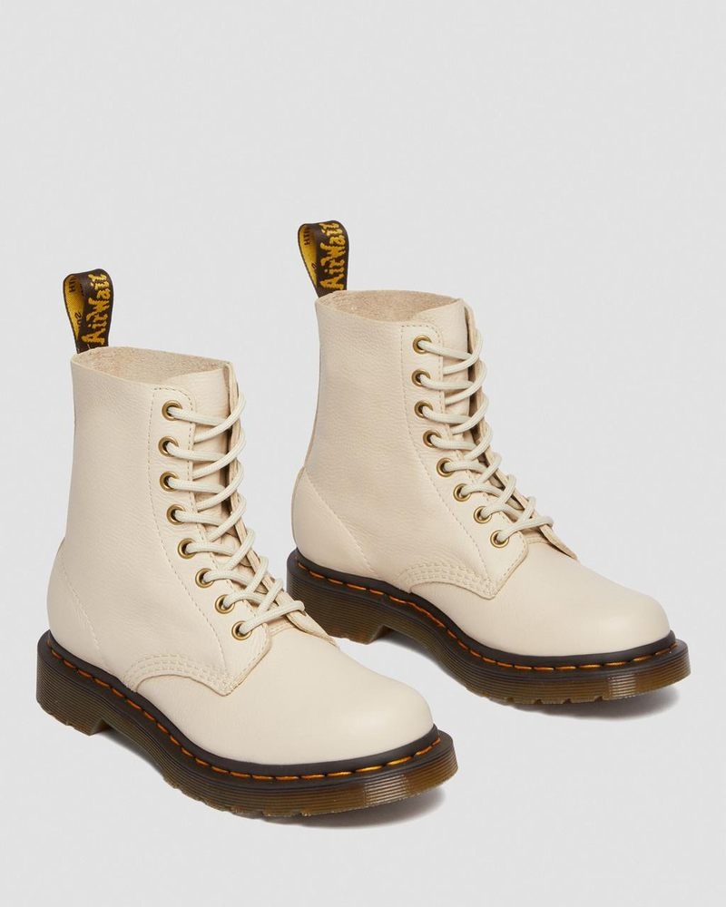 Parchment Beige Dr Martens 1460 - Pascal Virginia Leather Boots (Virginia) Boots | KJ68-N6SJ