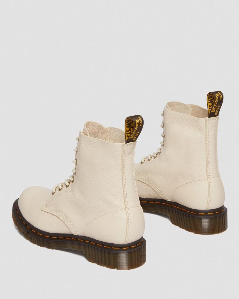 Parchment Beige Dr Martens 1460 - Pascal Virginia Leather Boots (Virginia) Boots | KJ68-N6SJ