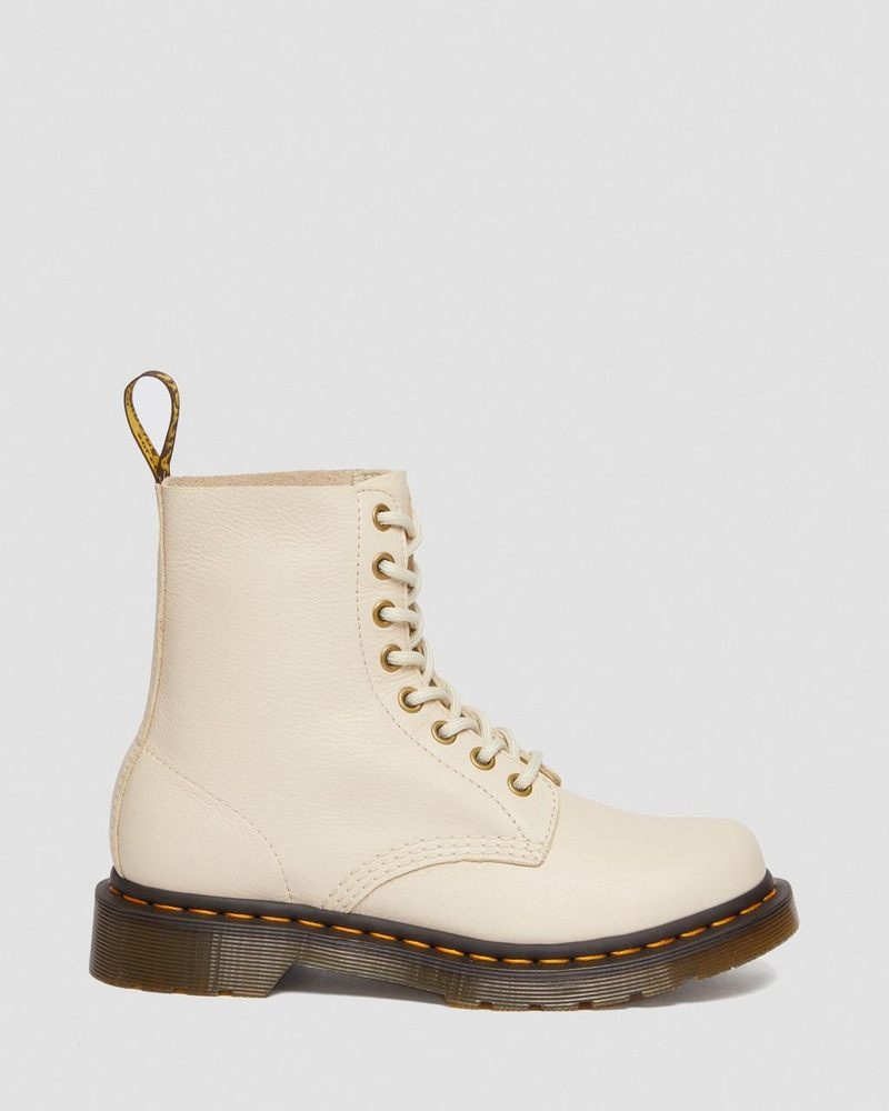 Parchment Beige Dr Martens 1460 - Pascal Virginia Leather Boots (Virginia) Boots | KJ68-N6SJ