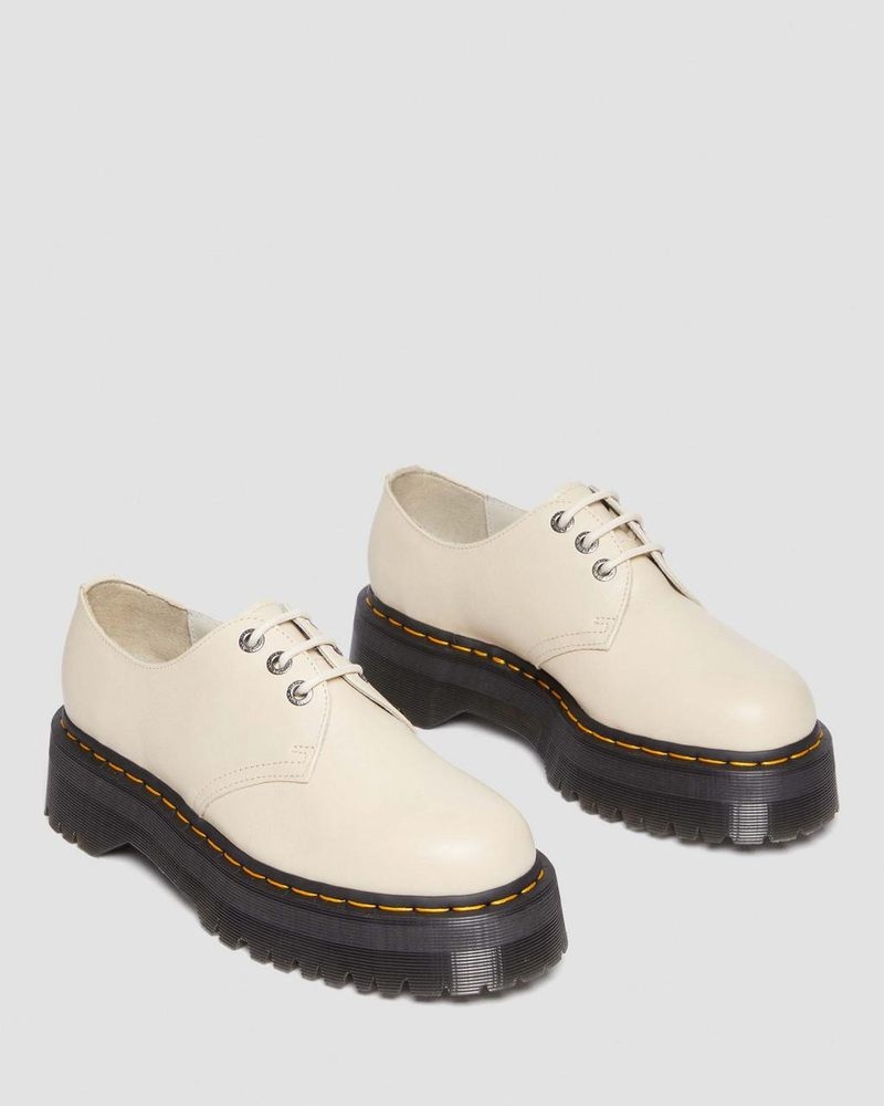 Parchment Beige Dr Martens 1461 II Pisa Leather Platform Shoes (Pisa) Platforms Shoes | QP08-Z6QR