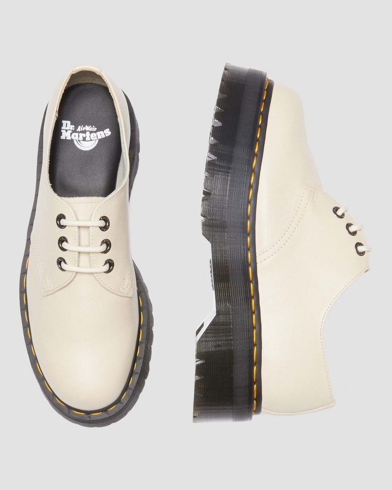 Parchment Beige Dr Martens 1461 II Pisa Leather Platform Shoes (Pisa) Platforms Shoes | QP08-Z6QR