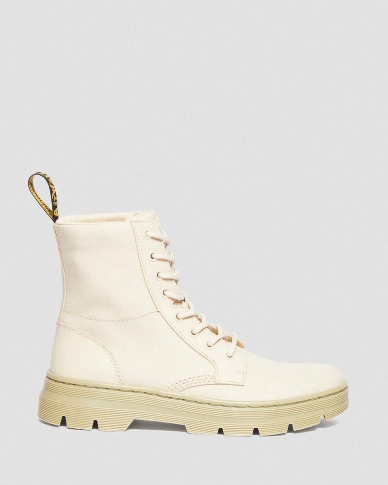 Parchment Beige Dr Martens Combs Canvas Casual Boots (Canvas+Milled Coated Leather) Boots | MB83-S3AT