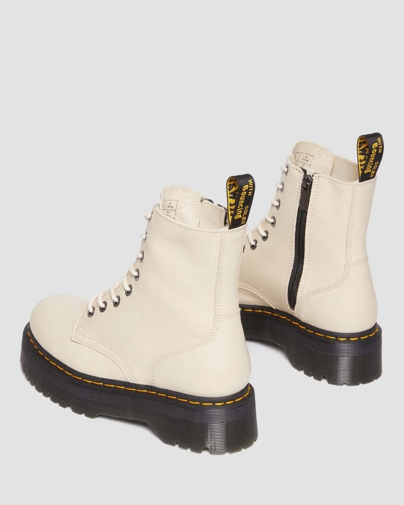 Parchment Beige Dr Martens Jadon III Boot Pisa Leather Platforms (Pisa) Platforms Boots | IQ98-J1OK