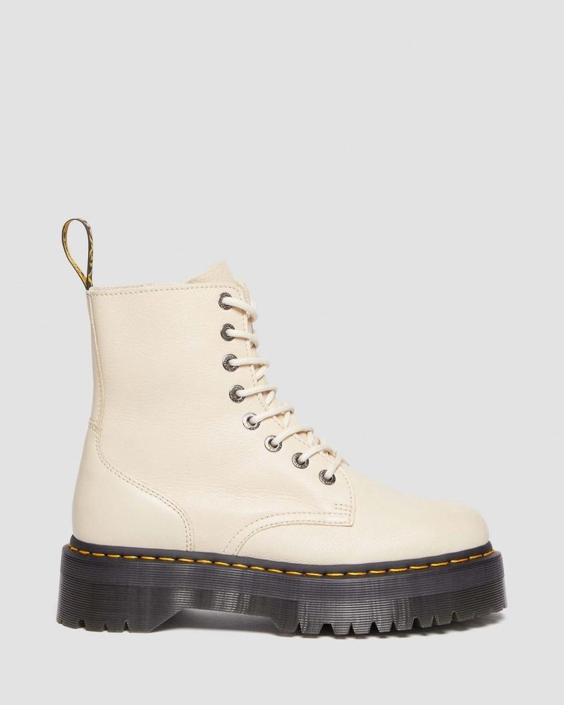 Parchment Beige Dr Martens Jadon III Boot Pisa Leather Platforms (Pisa) Platforms Boots | IQ98-J1OK