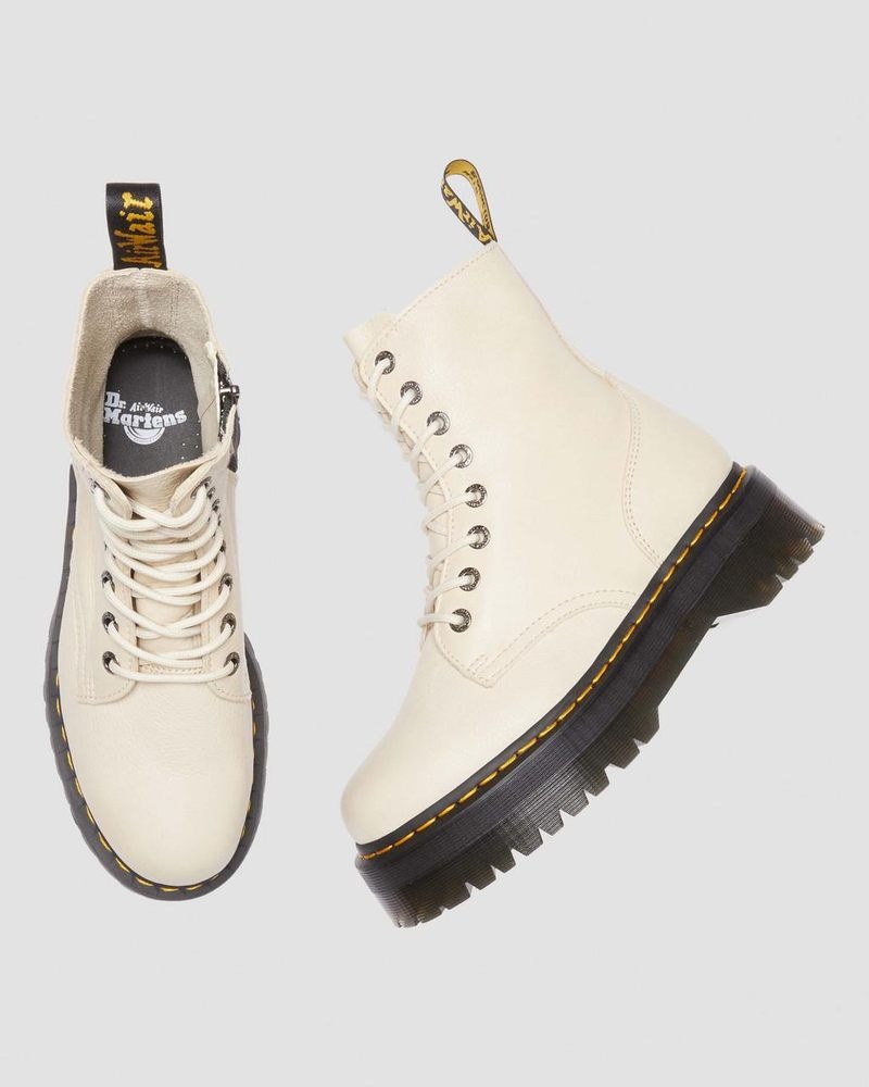 Parchment Beige Dr Martens Jadon III Boot Pisa Leather Platforms (Pisa) Platforms Boots | IQ98-J1OK