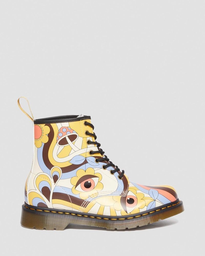 Parchment Beige Dr Martens Vegan 1460 Retro Kemble Lace Up Boots (Kemble) Boots | YP92-K7LJ