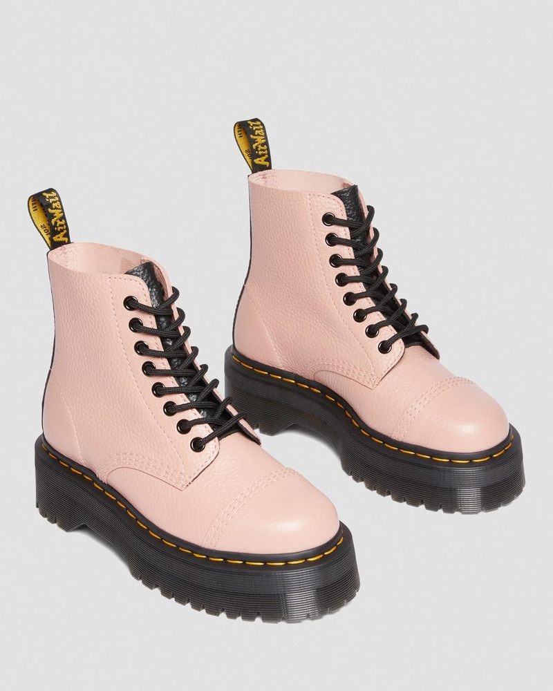 Peach Beige Dr Martens Sinclair Milled Nappa Leather Platform Boots (Milled Nappa) Platforms Boots | PQ74-V8VA