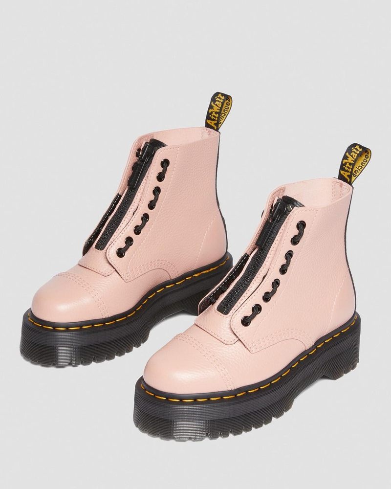 Peach Beige Dr Martens Sinclair Milled Nappa Leather Platform Boots (Milled Nappa) Platforms Boots | PQ74-V8VA