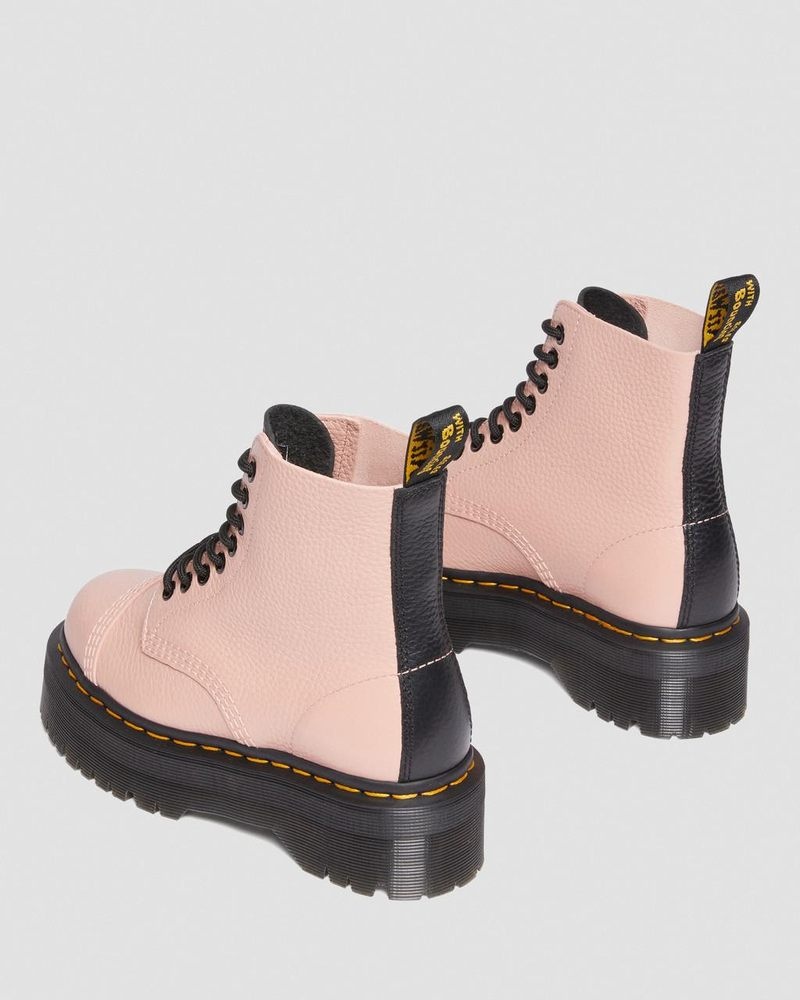 Peach Beige Dr Martens Sinclair Milled Nappa Leather Platform Boots (Milled Nappa) Platforms Boots | PQ74-V8VA