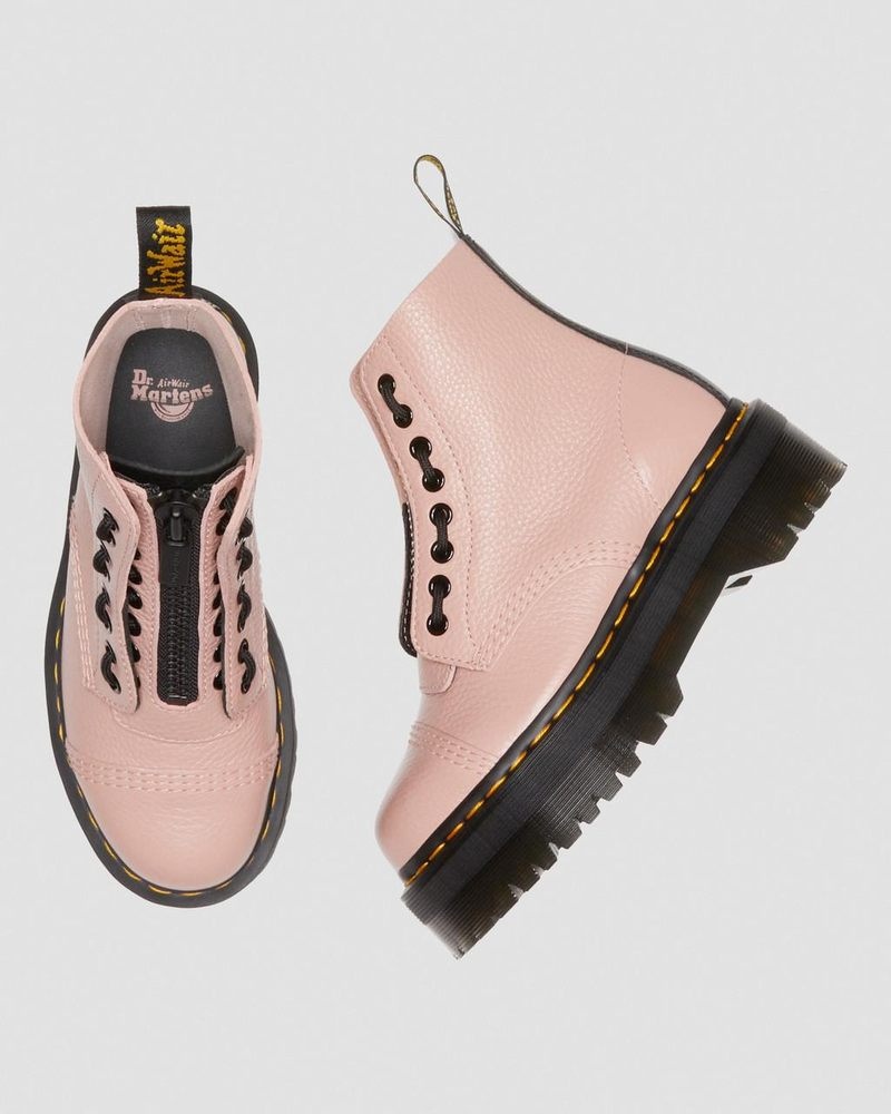 Peach Beige Dr Martens Sinclair Milled Nappa Leather Platform Boots (Milled Nappa) Platforms Boots | PQ74-V8VA