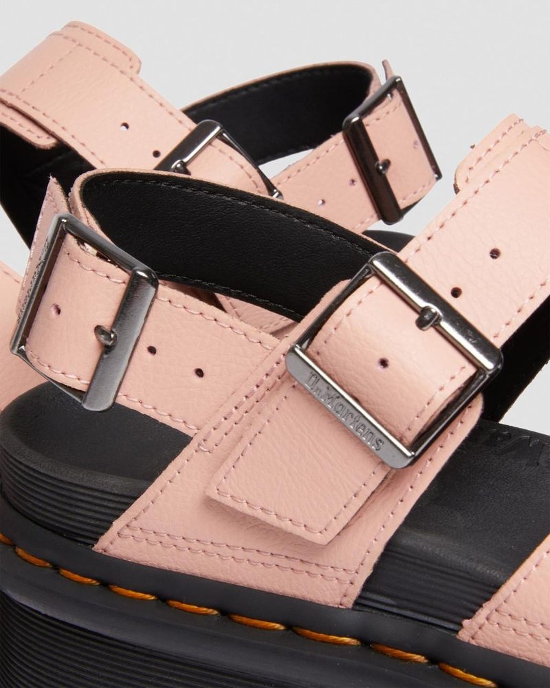 Peach Beige Dr Martens Voss II Athena Leather Strap Platform Sandals (Athena) Platforms Sandals | ZI82-L9CI