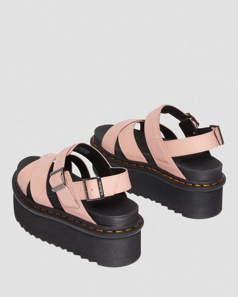 Peach Beige Dr Martens Voss II Athena Leather Strap Platform Sandals (Athena) Platforms Sandals | ZI82-L9CI