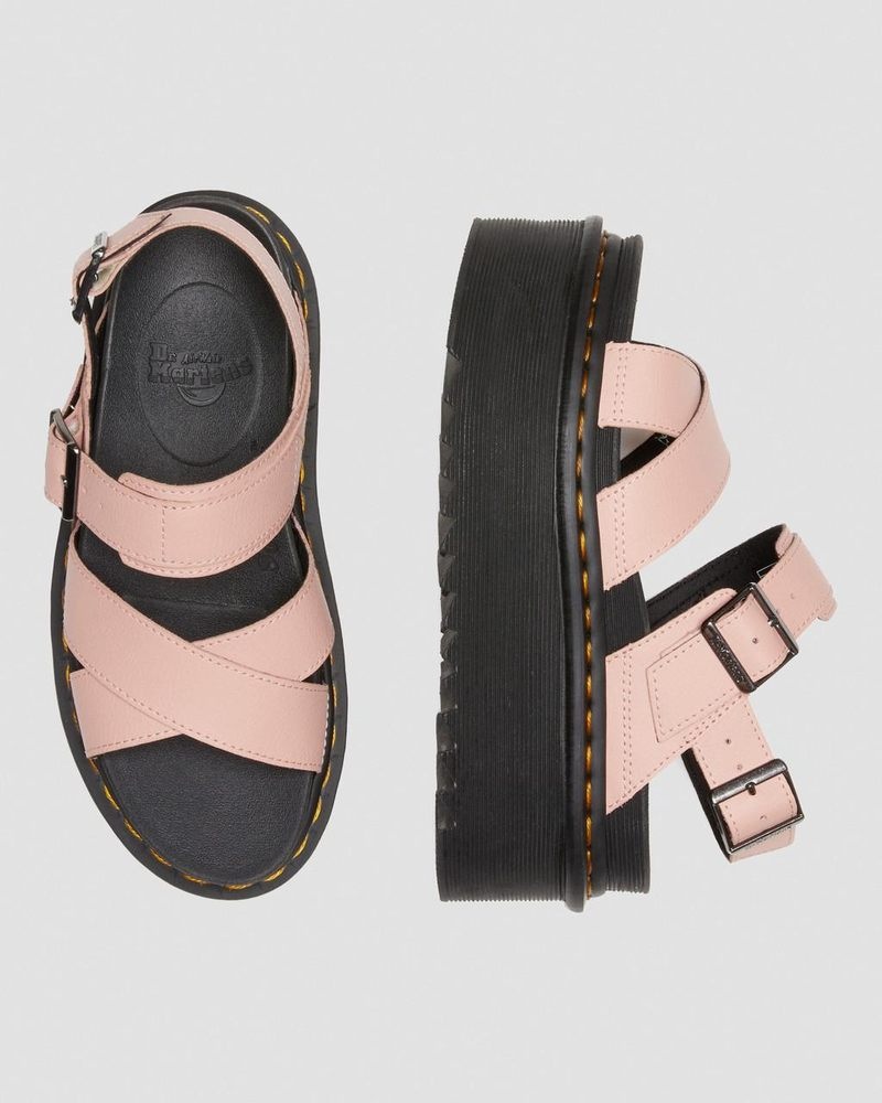 Peach Beige Dr Martens Voss II Athena Leather Strap Platform Sandals (Athena) Platforms Sandals | ZI82-L9CI