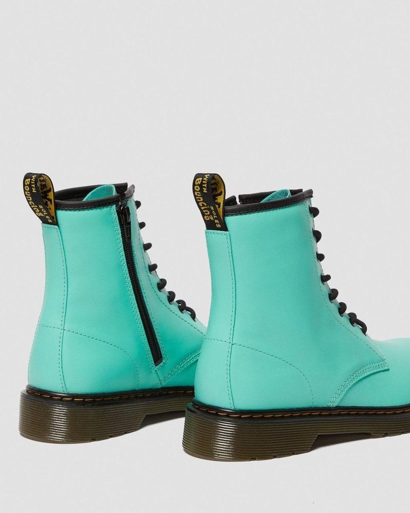 Peppermint Green Dr Martens Youth 1460 Leather Lace Up Boots (Romario) Boots | UR96-E6UU