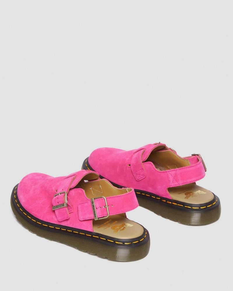 Pink Dr Martens Jorge Made in England Suede Slingback Mules (Repello Calf Suede (Gum Oil)) Sandals | CD92-Q5KA