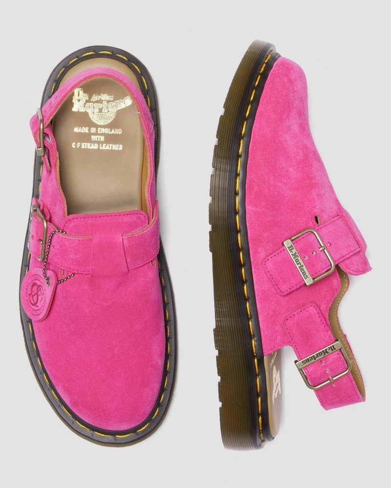 Pink Dr Martens Jorge Made in England Suede Slingback Mules (Repello Calf Suede (Gum Oil)) Sandals | IZ73-J6QR