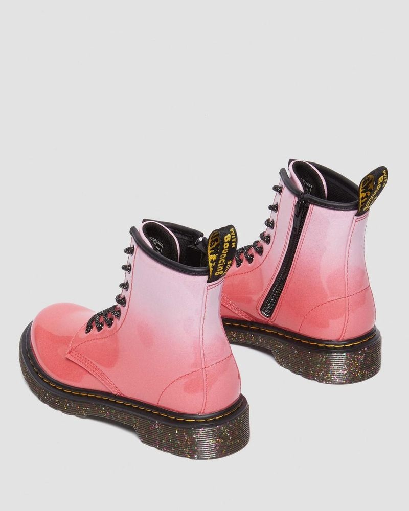 Pink Dr Martens Junior 1460 Gradient Glitter Leather Lace Up Boots Boots | WA02-K2YY