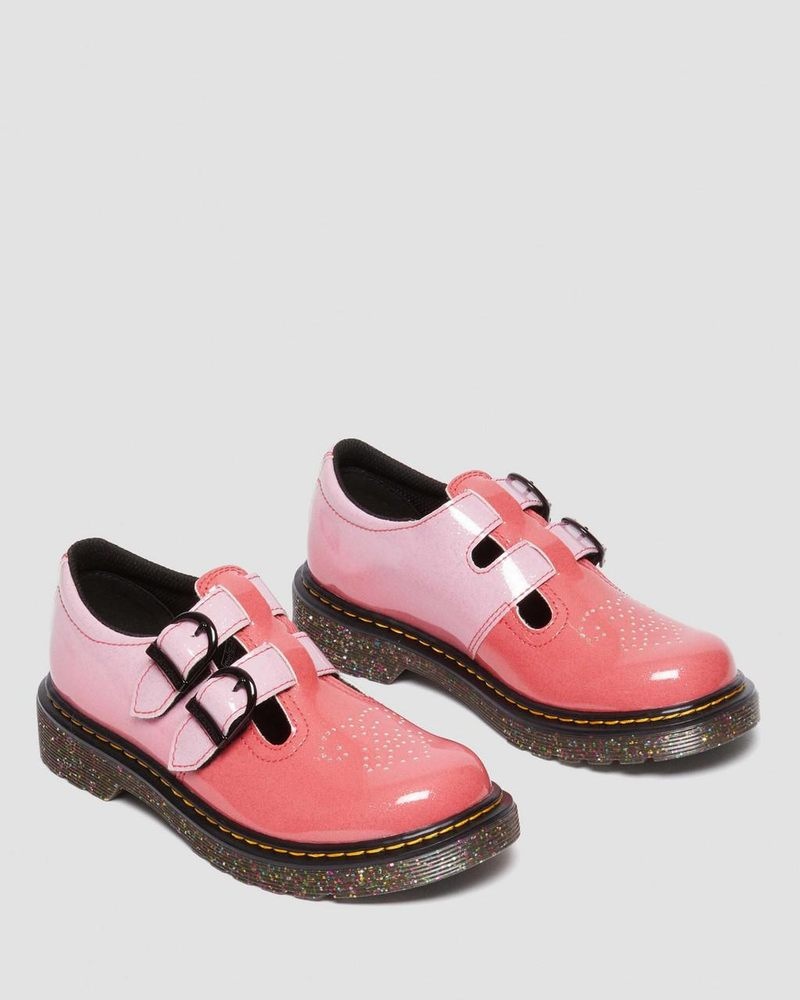 Pink Dr Martens Junior 8065 Gradient Glitter Leather Mary Jane Shoes Shoes | VL58-C1JV