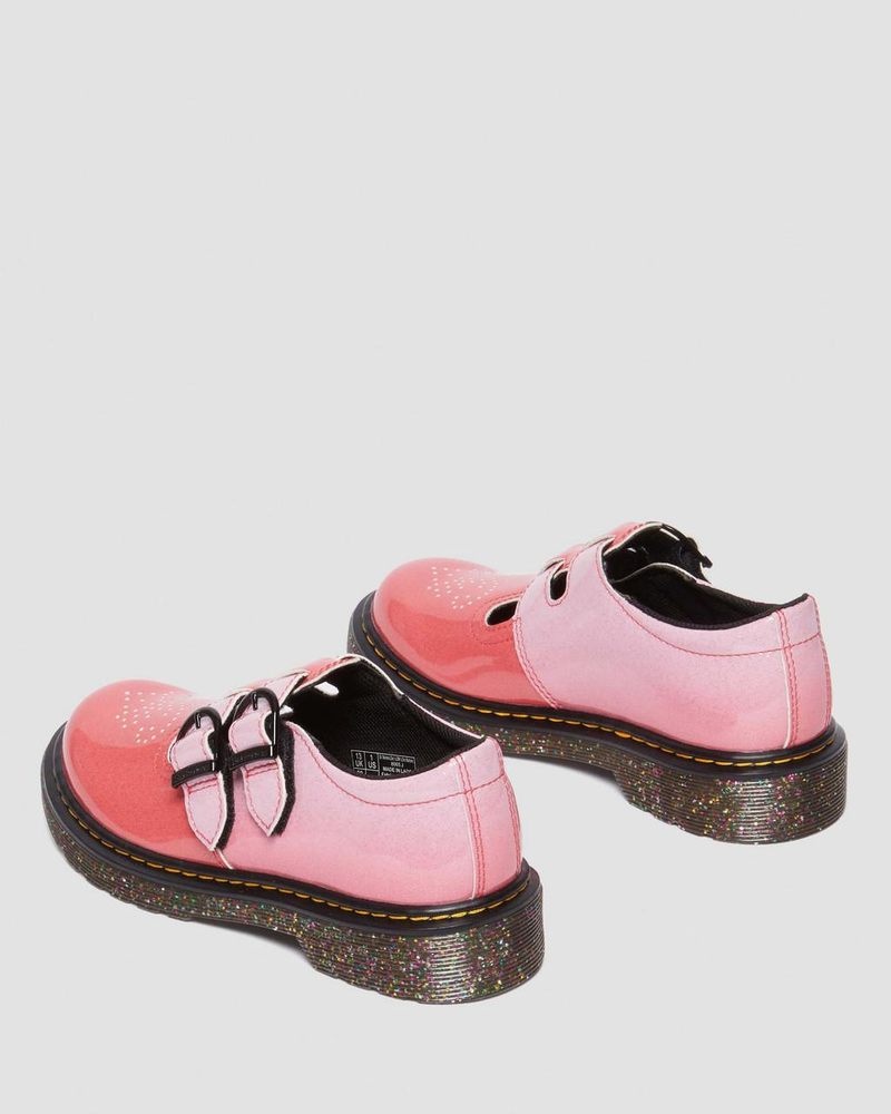 Pink Dr Martens Junior 8065 Gradient Glitter Leather Mary Jane Shoes Shoes | VL58-C1JV