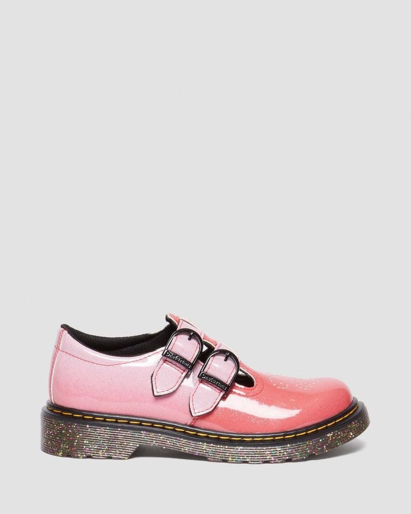 Pink Dr Martens Junior 8065 Gradient Glitter Leather Mary Jane Shoes Shoes | VL58-C1JV