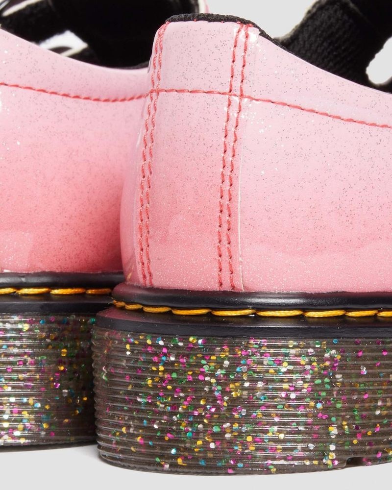 Pink Dr Martens Junior 8065 Gradient Glitter Leather Mary Jane Shoes Shoes | VL58-C1JV