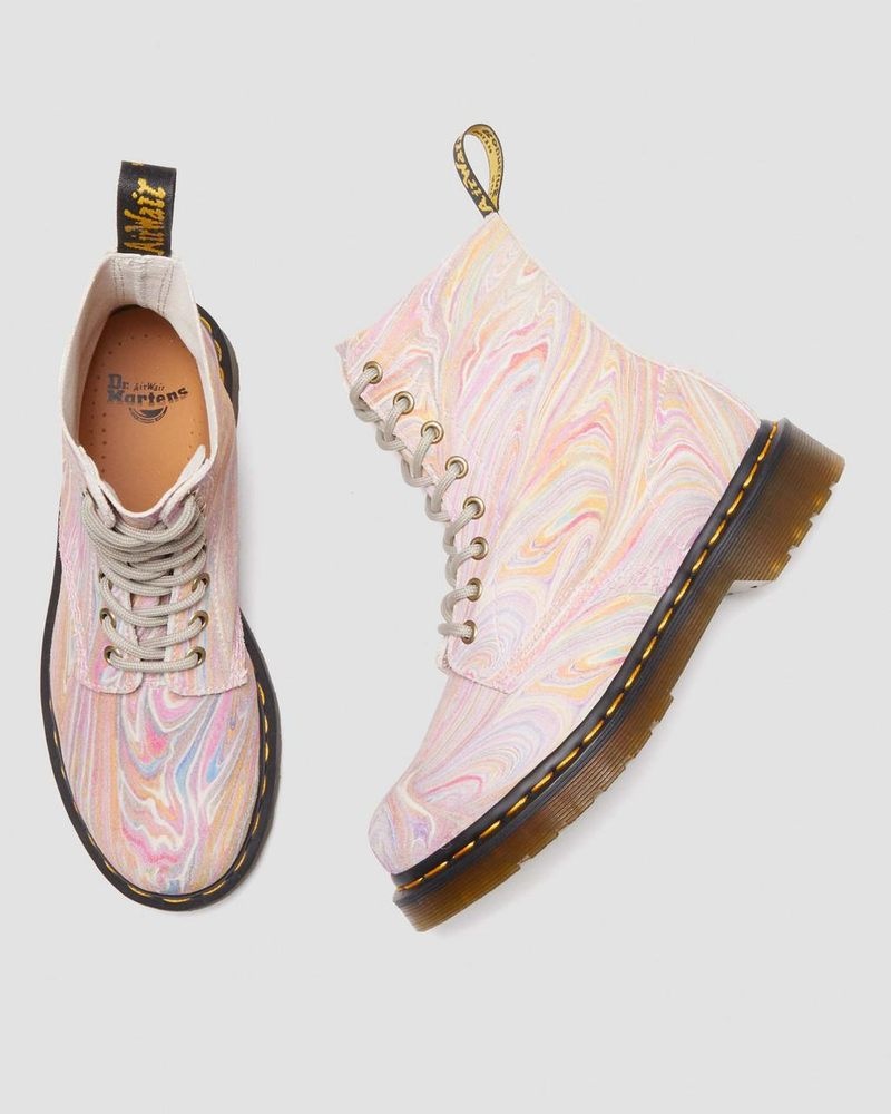 Pink / Orange Dr Martens 1460 Pascal Marbled Suede Lace Up Boots (Marbled Suede) Boots | DF72-T1IW