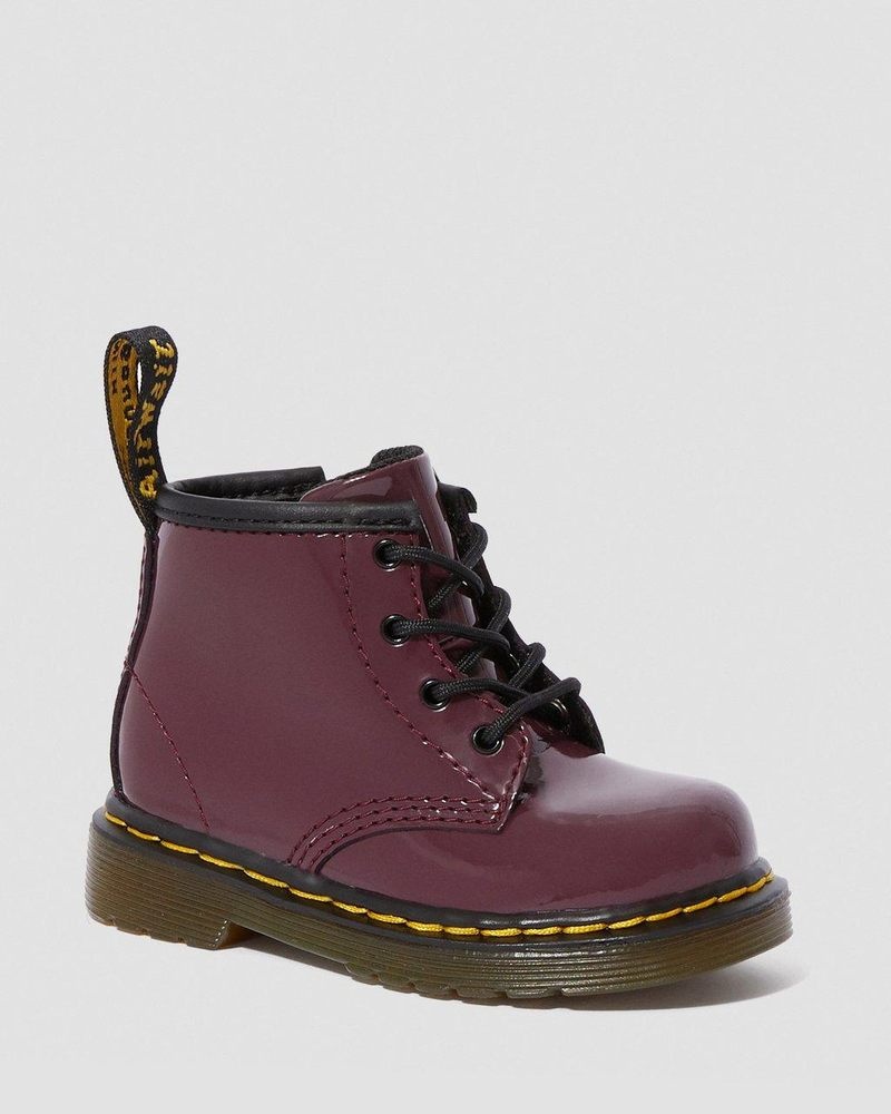 Plum Dr Martens Infant 1460 Patent Leather Lace Up Boots (Patent Leather) Boots | SI59-W6HJ