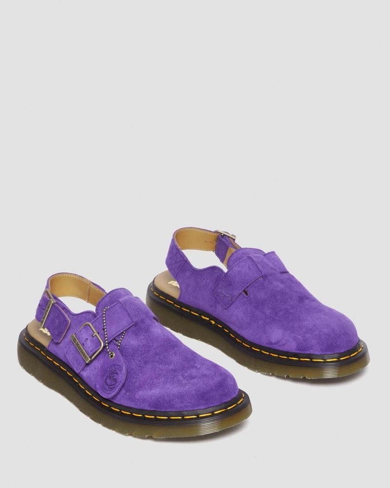 Purple Dr Martens Jorge Made in England Suede Slingback Mules (Repello Calf Suede (Gum Oil)) Sandals | JL93-K4ZO