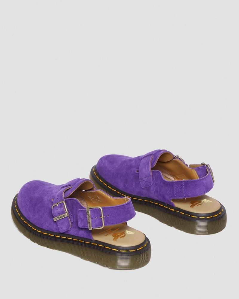 Purple Dr Martens Jorge Made in England Suede Slingback Mules (Repello Calf Suede (Gum Oil)) Sandals | JL93-K4ZO