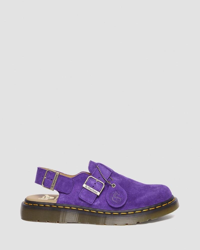 Purple Dr Martens Jorge Made in England Suede Slingback Mules (Repello Calf Suede (Gum Oil)) Sandals | JL93-K4ZO