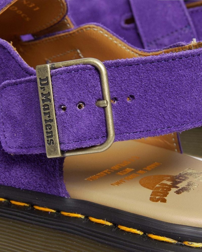 Purple Dr Martens Jorge Made in England Suede Slingback Mules (Repello Calf Suede (Gum Oil)) Sandals | JL93-K4ZO