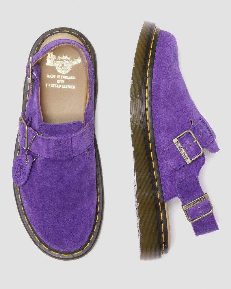 Purple Dr Martens Jorge Made in England Suede Slingback Mules (Repello Calf Suede (Gum Oil)) Sandals | JL93-K4ZO