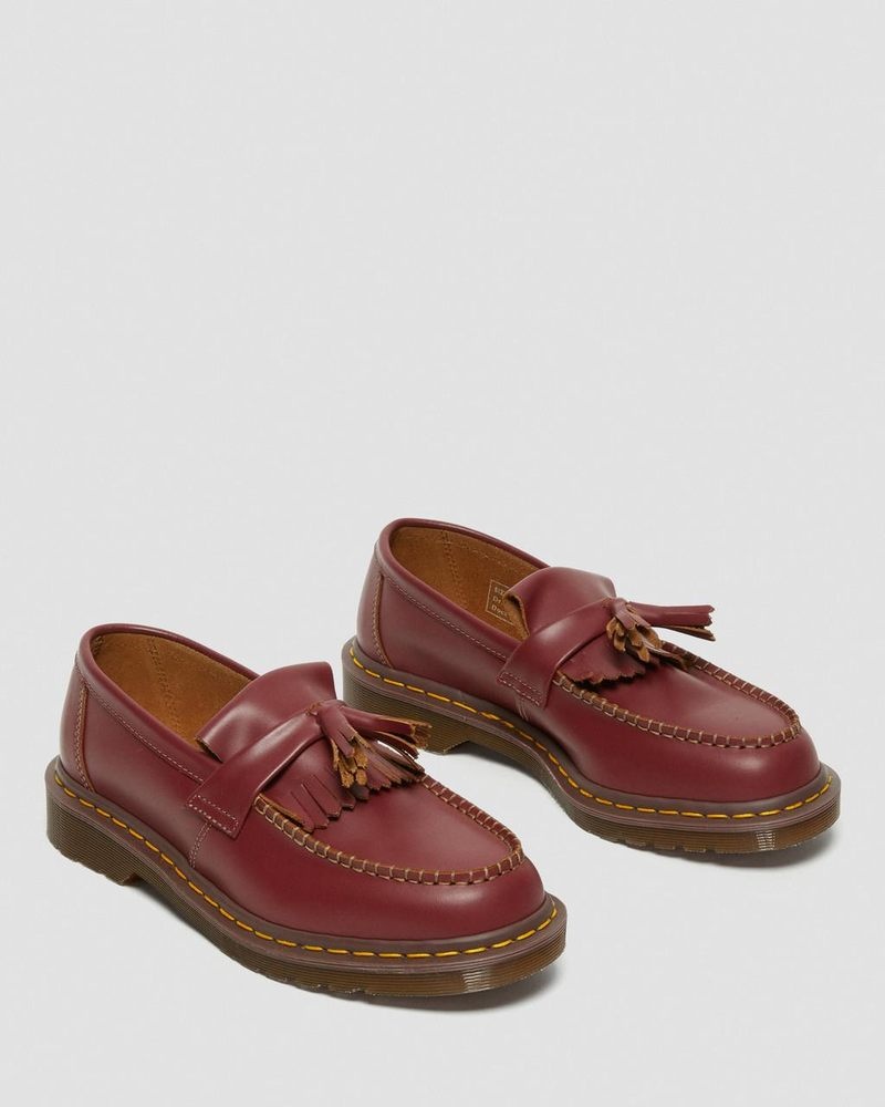 Red Dr Martens Adrian Made in England Quilon Leather Tassel Loafers (Quilon) Shoes | QV18-U3TA